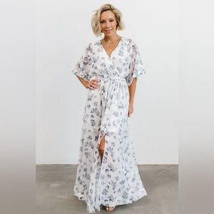 Baltic Born Luca Kimono Maxi Dress - Small - Slate Blue